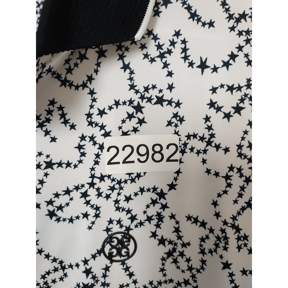 G FORE Polo Shirt Men XXL 2XL Golf Star Print Short Sleeve White Black Geometric - Picture 8 of 8